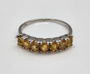 Yellow Sapphire 7 Stone Ring In Platinum Over Sterling