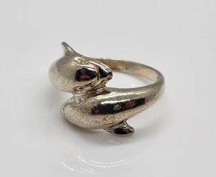 Vintage Sterling Silver Dolphin Ring