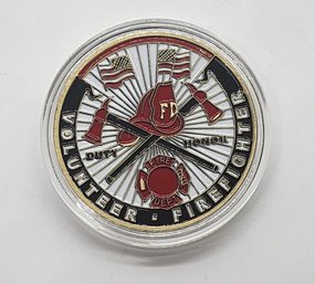 Volunteer Firefighter Collectible Coin In Case