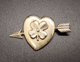 Vintage Lang Sterling Silver Heart Brooch