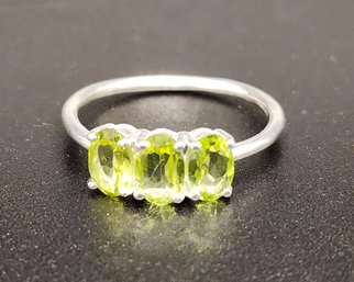 Peridot 3 Stone Ring In Sterling Silver