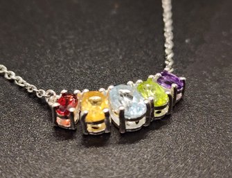 Sky Blue Topaz, Multi-Gemstone Necklace In Sterling