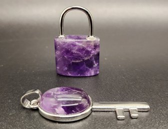 Amethyst Lock & Key Pendants