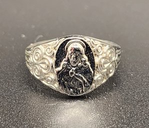 Vintage Religious Sterling Silver Ring