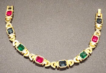 Vintage Multi-Color Gold Tone Bracelet