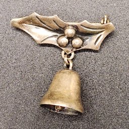 Vintage Sterling Silver Bell Brooch