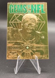 1997 23kt Gold Barry Sanders Football Card With Genuine Emerald