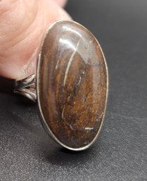 Artisan Crafted Natural Boulder Opal Solitaire Ring In Sterling