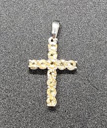 Brazilian Citrine Cross Pendant In Sterling Silver