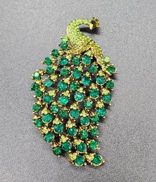 Stunning Green Peacock Brooch