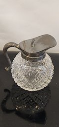 Vintage Glass And Pewter Creamer
