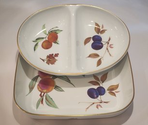 Royal Worcester Evesham Square Casserole And 2 Sectioned Server