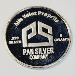 5 Gram .999 Fine Silver Ingot / Bar / Coin Sate Of Oregon 1859 Pan Metals