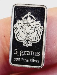 3 Grams .999 Fine Silver Bar / Ingot  Scottsdale Silver Lion