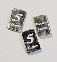 3 - 5 GRAINS .999 Fine Silver Bars / Ingots