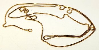 Classic Thin 14k Yellow Italian Gold Box Link Chain Necklace