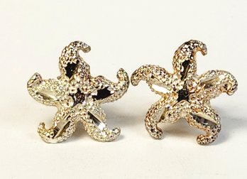 New Vintage Sterling Silver Star Fish Earrings