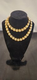 Vintage Faux Pearl Gold Tone Chain Link Necklace