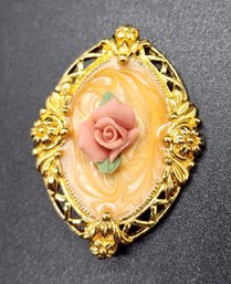 Vintage Floral Brooch In Gold Tone