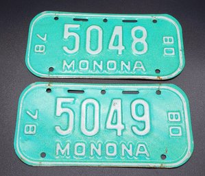 Pair Of Vintage Metal Bicycle License Plates