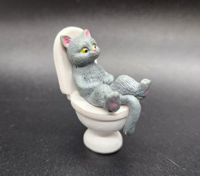 Adorable Cat On A Toilet Figure