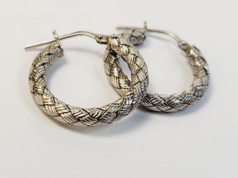 Sterling Silver Italian Detailed Hoop Earrings