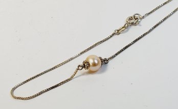 Vintage Sterling Silver Pink Pearl Box Chain Bracelet/ Anklet