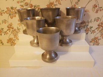 Six Vintage Preisner Pewter Goblets