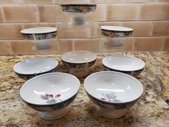 Eight Mikasa Intaglio Garden Harvest Dinnerware - Sherbert Dessert Ice Cream Bowls