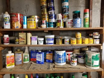 Shelves Of Paint And Stain