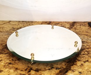 Vintage 12' Round Beveled Edge Mirrored Vanity Tray