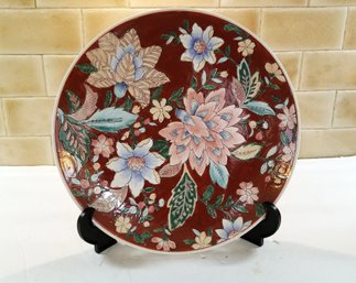 Vintage Asian Colorful Porcelain Floral Hand Painted Decorative Plate