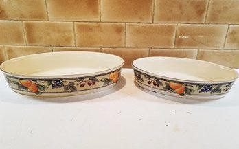 Vintage Mikasa Garden Harvest 10' & 12' Oval Baking Dishes