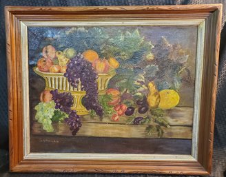 Incredible 1800'S Original Watercolor Painting By H. Stevenson ~ 30 X 23 Still Life