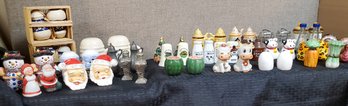 Huge Lot Of Salt And Pepper Shakers ~ 2 Rare Santa's Much More