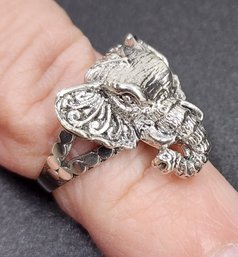 Sterling Silver Elephant Head Ring