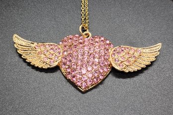 Austrian Crystal Pendant Necklace In Gold Tone