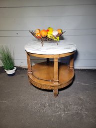 MCM Marble Top End Table.  Matches The Coffee Table In This Auction.  - - - - - ---- - - - - - - - - Loc:G