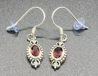 Premium Mozambique Garnet Earrings In Sterling Silver