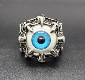 Novelty Eyeball Ring In Silvertone