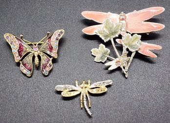 Vintage Dragonfly & Butterfly Brooches