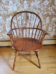 Single Antique Wood Bow Back Windsor Arm Chair