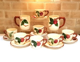 Vintage Franciscan Red Apple Earthenware Grandmugs And 5 Cups & Saucers Sets