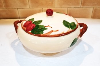 Vintage Franciscan Red Apple Earthenware Covered Casserole Serving Dish With Lid & Handles