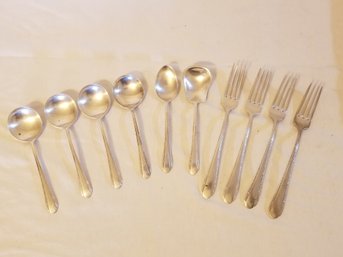 Antique 1938 Weidlich Sterling Silver Devotion Pattern Flatware - 10 Pieces