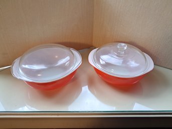 Nice Pair Of Pyrex Covered Casserole Bowls