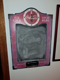 Nice Looking Coca Cola Advertising Chalkboard And Clock