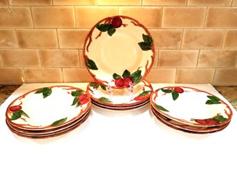 Set Of 11 Vintage Red Apple Franciscan Earthenware 9' Rimmed Soup Bowls