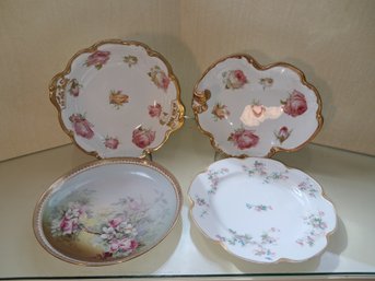 Nice Lot Of Four Decorated French Limoges Plates
