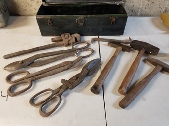 Antique Tool Box With Tools